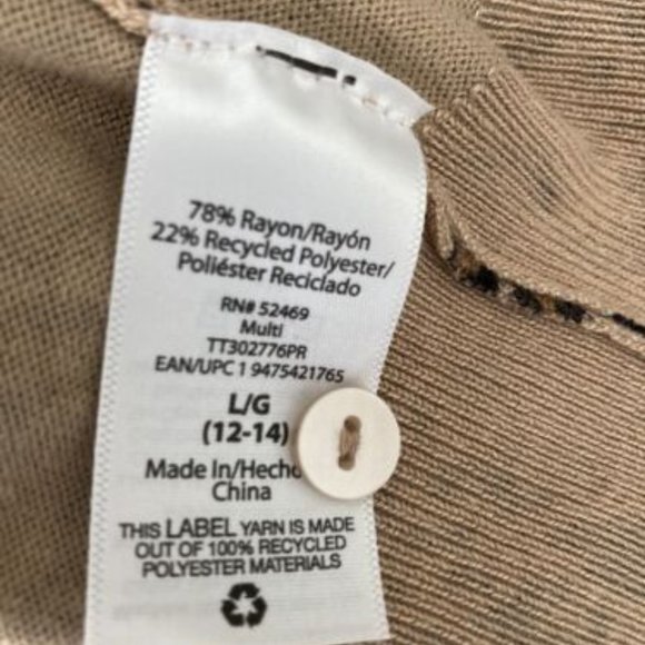 Time & Tru Womens Sweater XL Animal Print Button Down Lg Sleeves - Picture 4 of 6